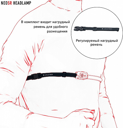 Светодиодный налобный фонарь Ledlenser NEO5R аккумуляторный для бега белый - фото Led Lenser (Лед Ленсер)